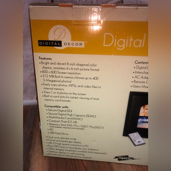 Digital Decor Digit 8" Photo Frame Black Frame DPF8512 NEW in BOX  512MB Memory - Picture 5 of 12